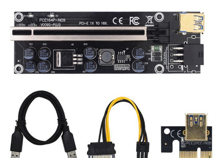 Riser Card 009s Plus PCI-E PCIE PCI Express X16 GPU 6in Adapter card USB 3.0 Cable 1X 16X Extender