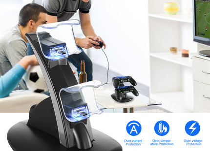 Charging Dock Station Dual Micro USB Charger Stand For PS4 Pro-PS4 Slim Gamepad Controller Handle Charging Station With Blue Indicator Game Lovers - Gograbsum