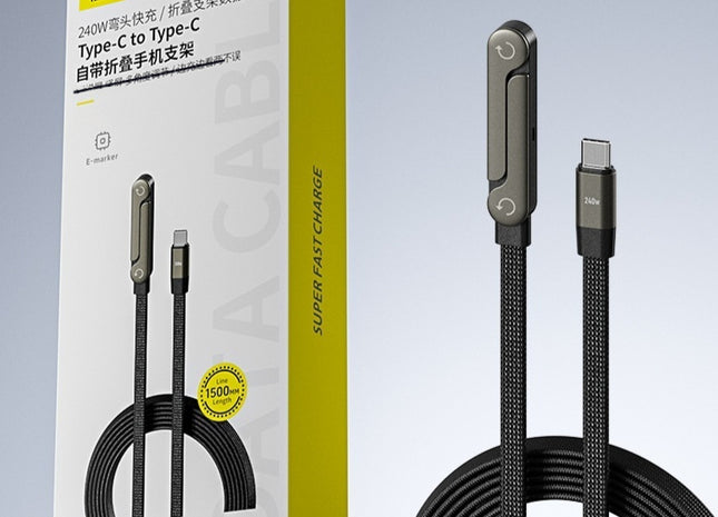 Fast Charging Foldable Bracket Data Cable 2-in-1 Data Wire Foldable Phone Tablet Stand Type-C To Type-C USB-A To Type-C