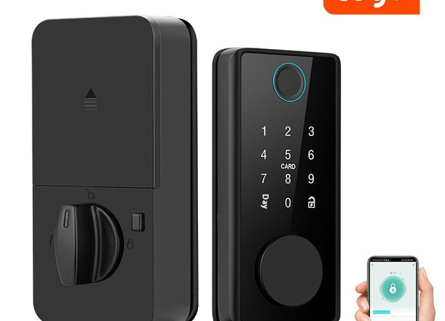 Graffiti Smart Door Lock Wooden Door Fingerprint Lock Auxiliary Closing - Gograbsum