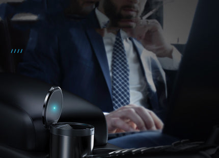 Car Ashtray LED Light Alloy Ash Tray Aluminum Cup Portable Smokeless Auto Ashtray Flame Retardant Cigarette Holder Box - Gograbsum