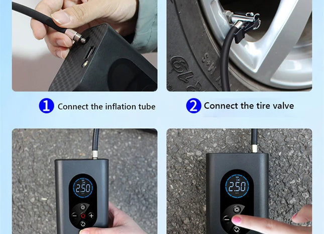 Cordless Tyre Inflator Portable Air Compressor M8 And Electric Bike Pump 4000mAh 150PSI LED Light For Car Motorcycle Ball Bike