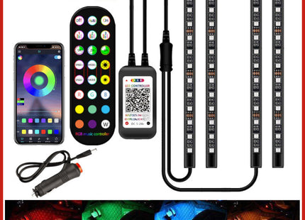 Styling Decorative Lamp LED Car Interior Light Waterproof Ambient Lamp Of Wireless Remote Music Control Car RGB Strip Lights