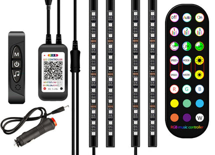 Styling Decorative Lamp LED Car Interior Light Waterproof Ambient Lamp Of Wireless Remote Music Control Car RGB Strip Lights