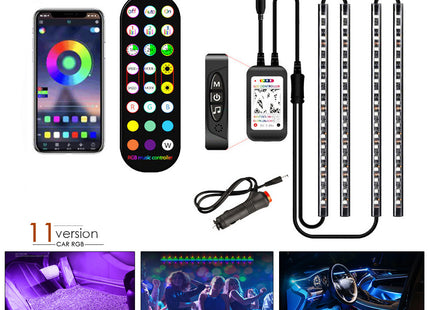 Styling Decorative Lamp LED Car Interior Light Waterproof Ambient Lamp Of Wireless Remote Music Control Car RGB Strip Lights